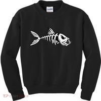 Dead Fish Skeleton Fishing Kids Sweatshirt thumb 0