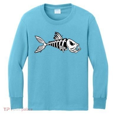 Dead Fish Skeleton Fishing Kids Long Sleeve Shirt