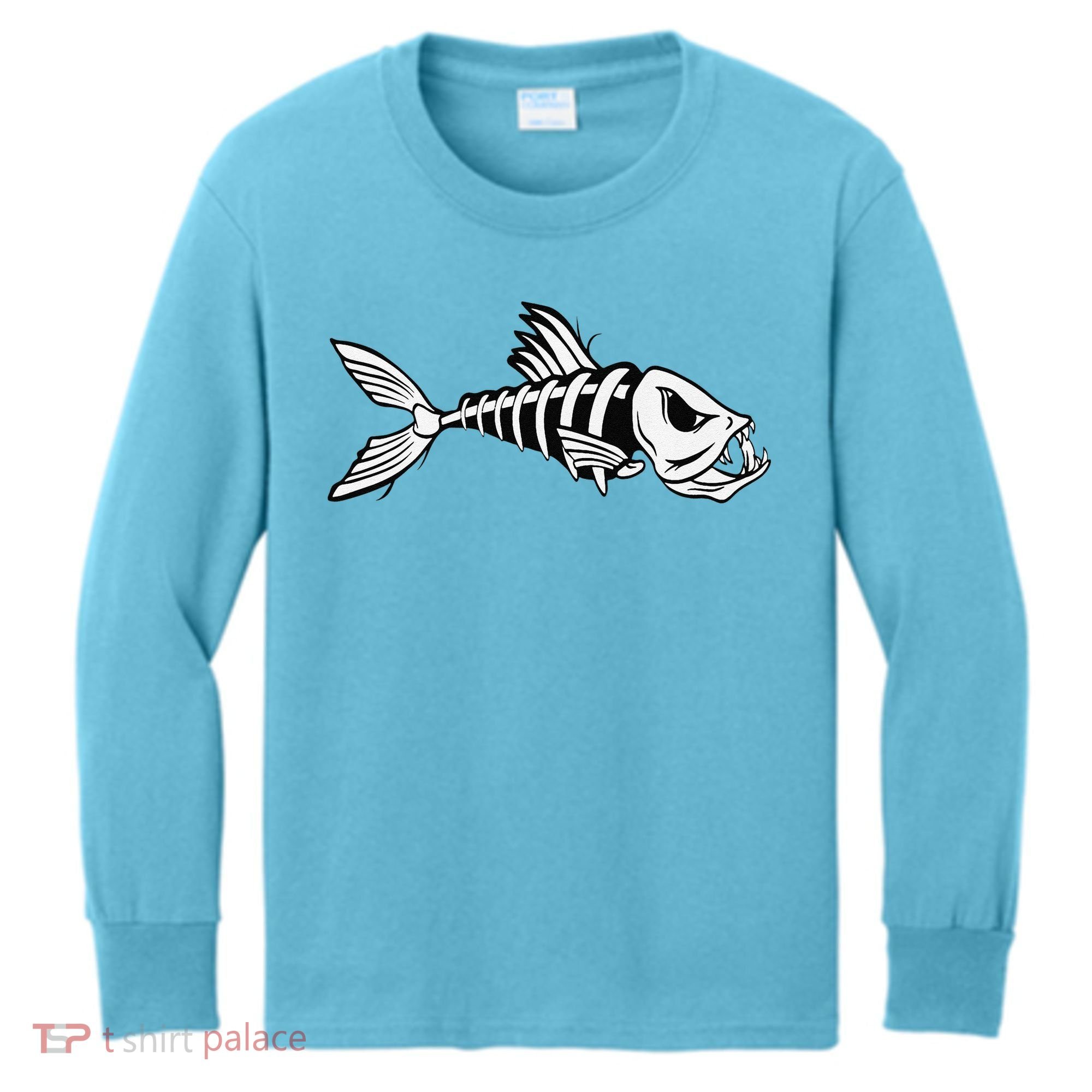 Dead Fish Skeleton Fishing Kids Long Sleeve Shirt