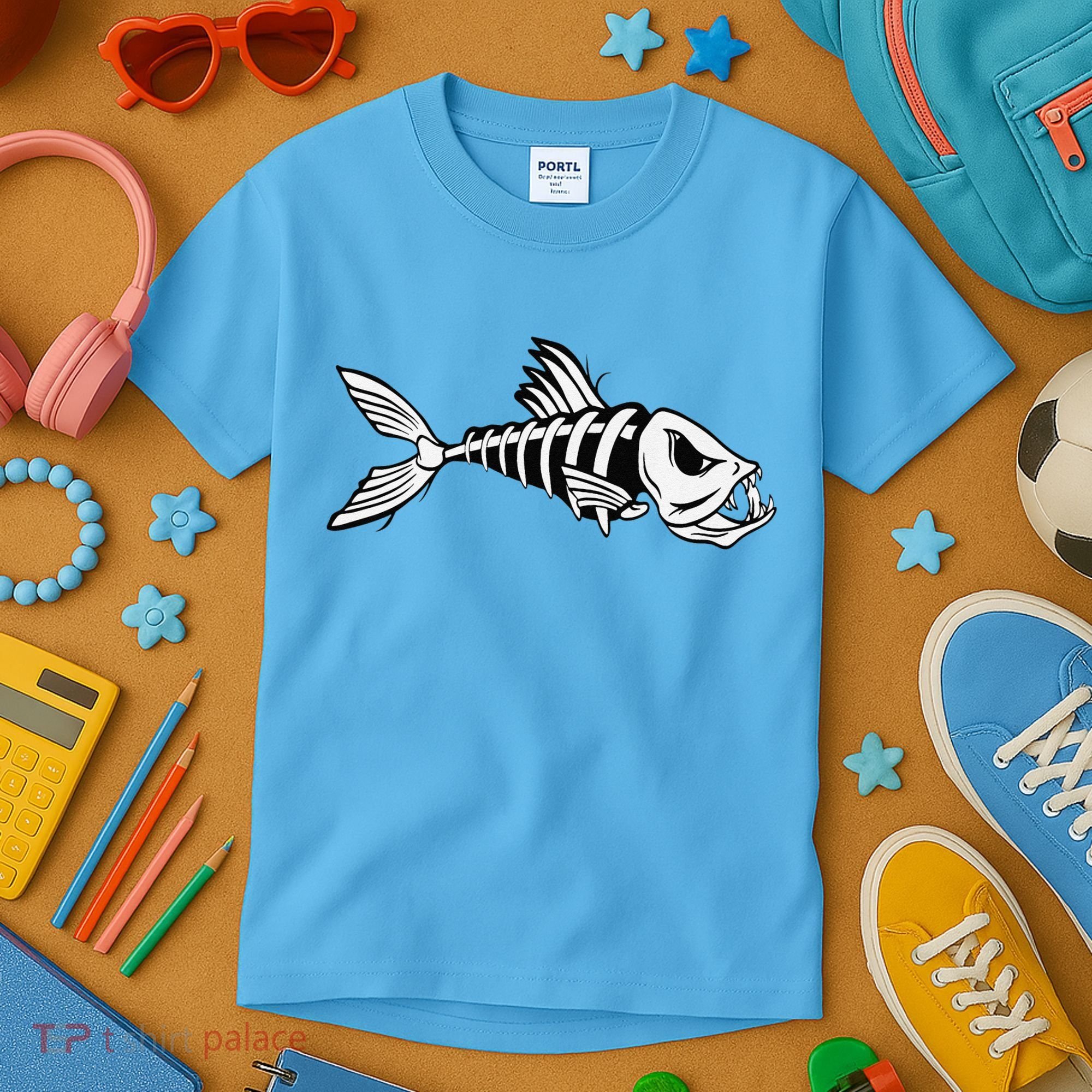 Dead Fish Skeleton Fishing Kids T-Shirt