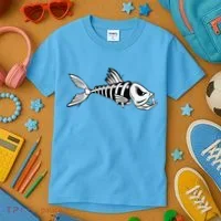 Dead Fish Skeleton Fishing Kids T-Shirt thumb 3
