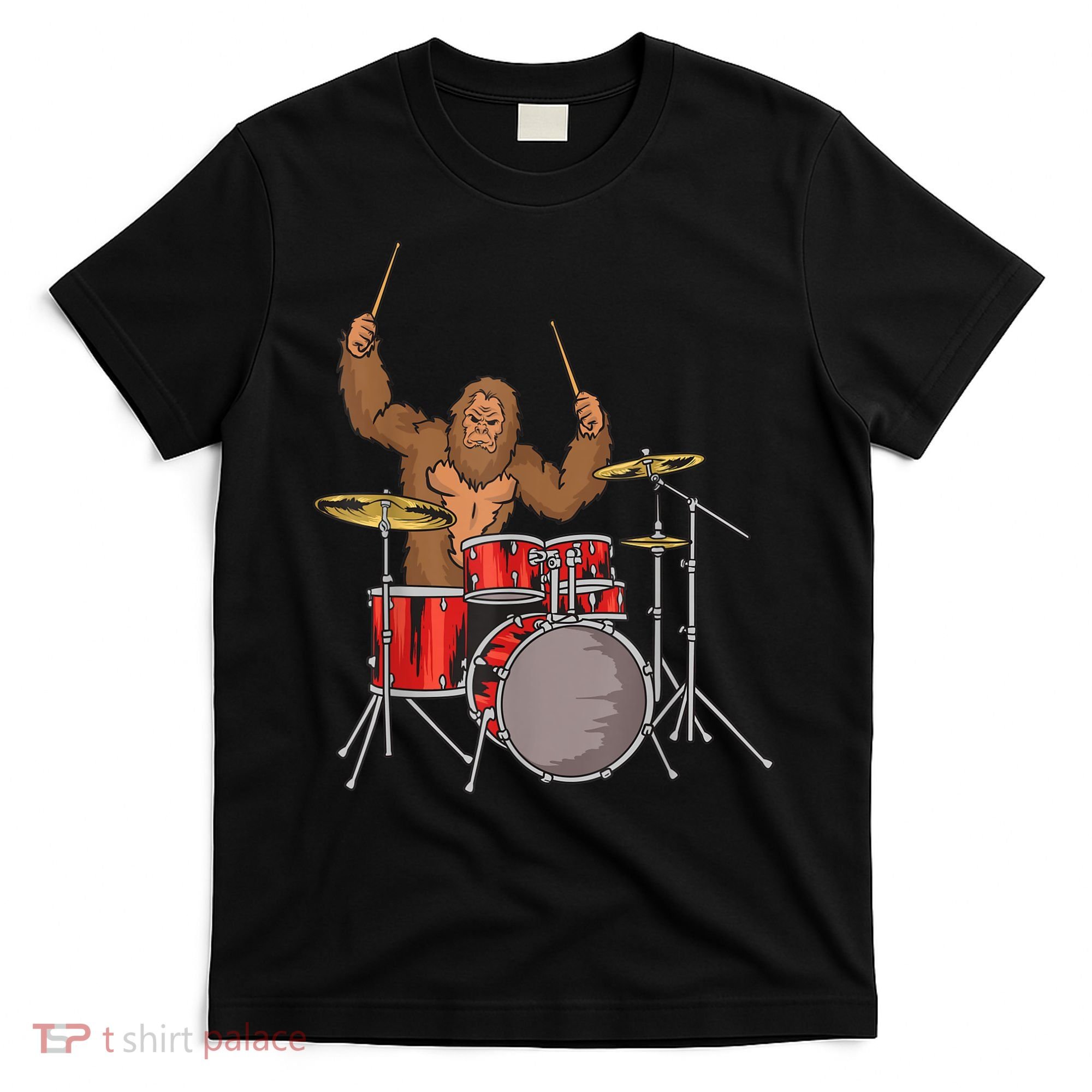 Drummer Funny Sasquatch Bigfoot Drumming T-Shirt
