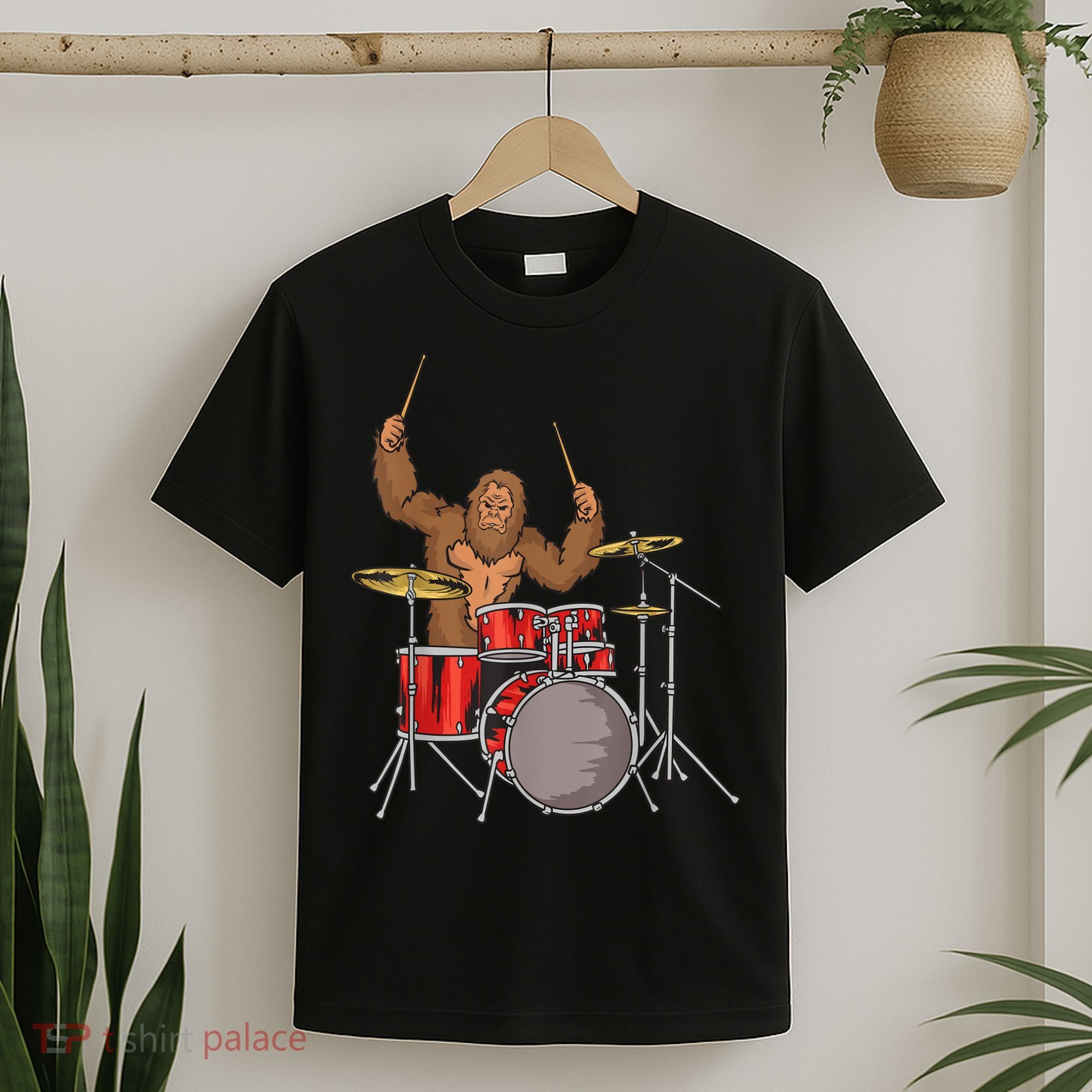 Drummer Funny Sasquatch Bigfoot Drumming T-Shirt