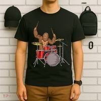 Drummer Funny Sasquatch Bigfoot Drumming T-Shirt thumb 6