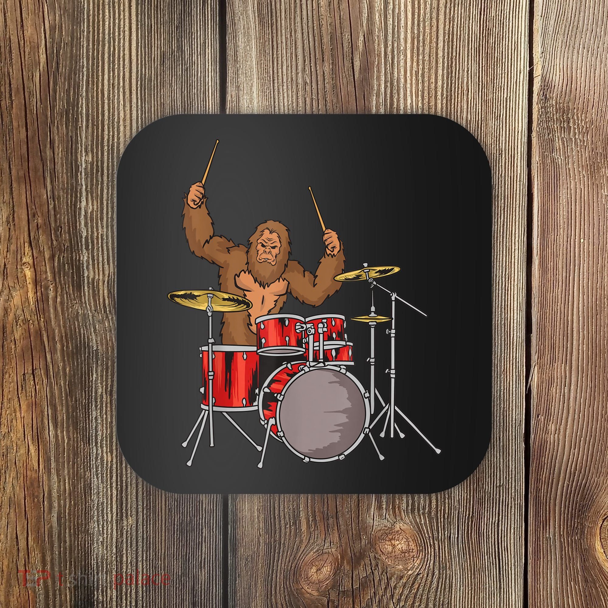 Drummer Funny Sasquatch Bigfoot Drumming Coaster