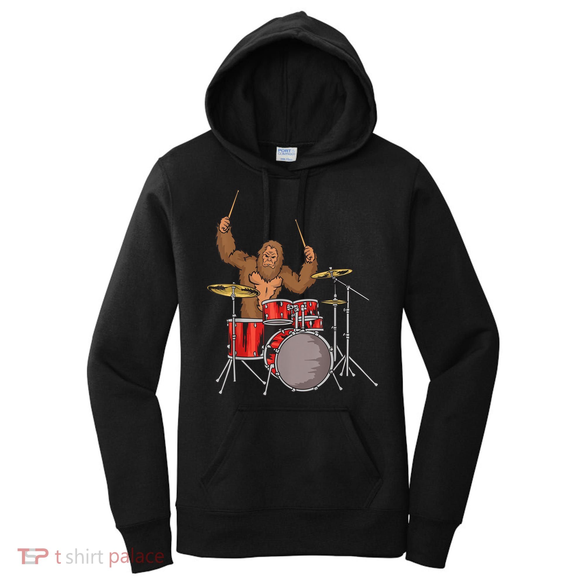 Drummer Funny Sasquatch Bigfoot Drumming Women's Hoodie