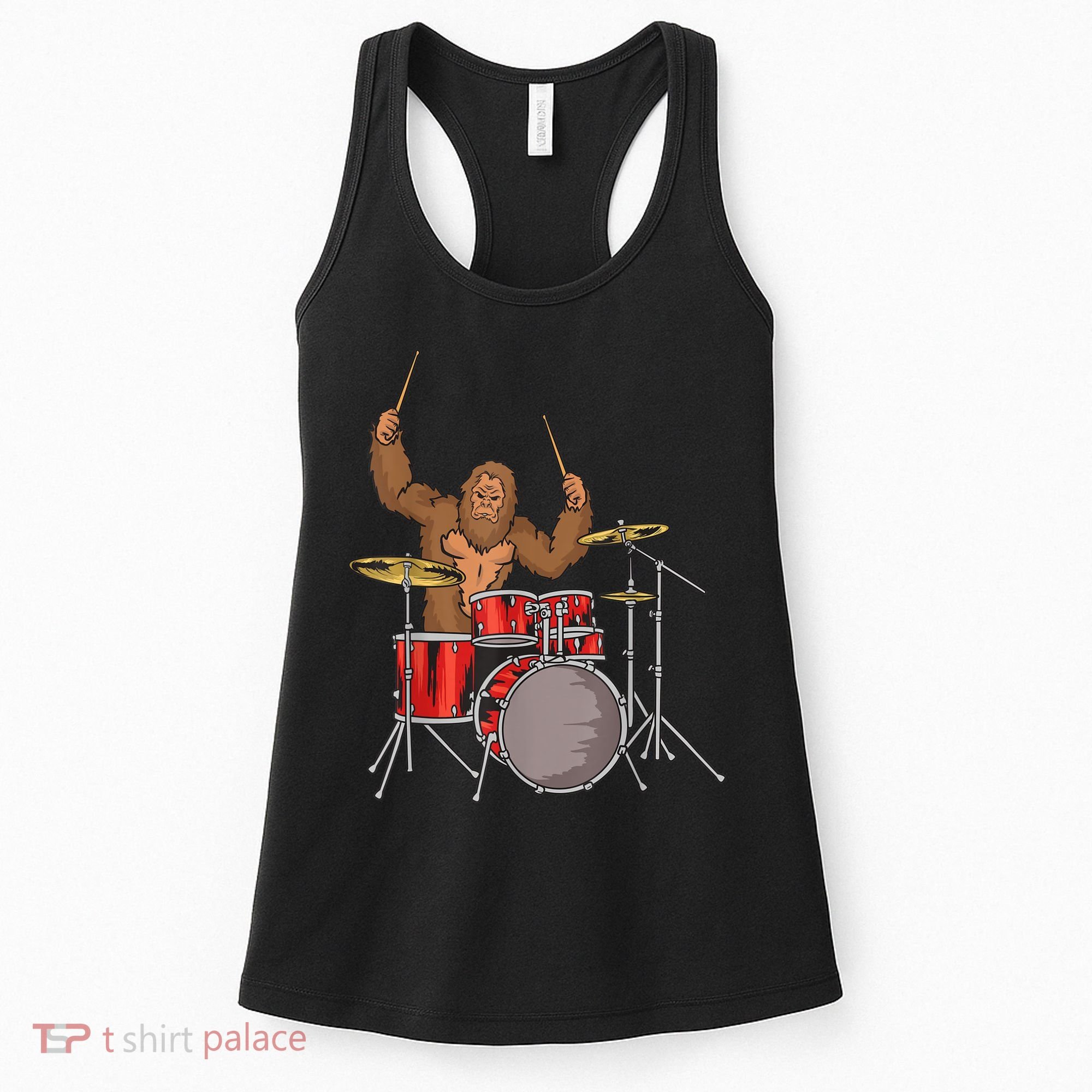 Drummer Funny Sasquatch Bigfoot Drumming Women's Tank Top
