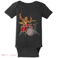 Drummer Funny Sasquatch Bigfoot Drumming Baby Bodysuit thumb 0