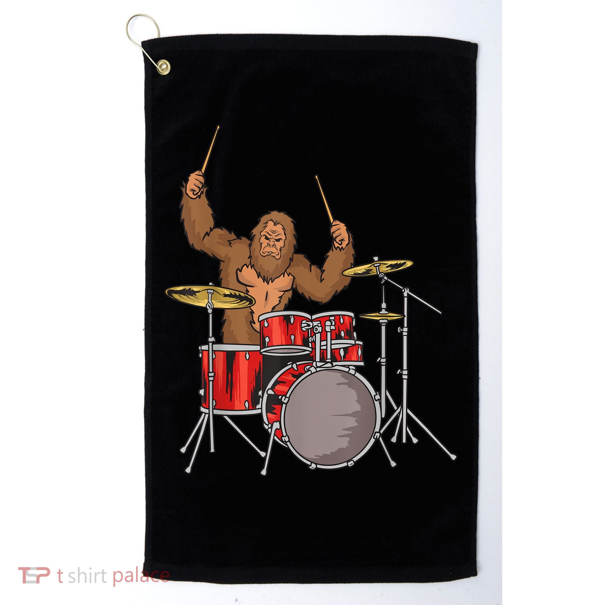 Drummer Funny Sasquatch Bigfoot Drumming Golf Towel