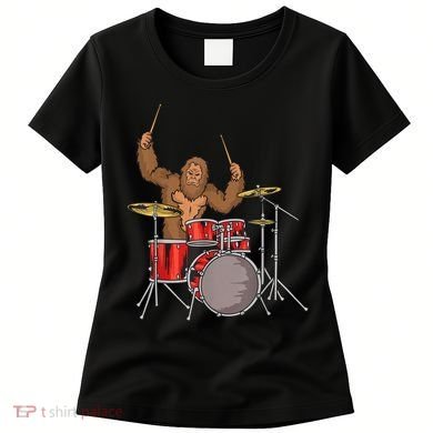 Drummer Funny Sasquatch Bigfoot Drumming Women's T-Shirt