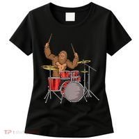Drummer Funny Sasquatch Bigfoot Drumming Women's T-Shirt thumb 0