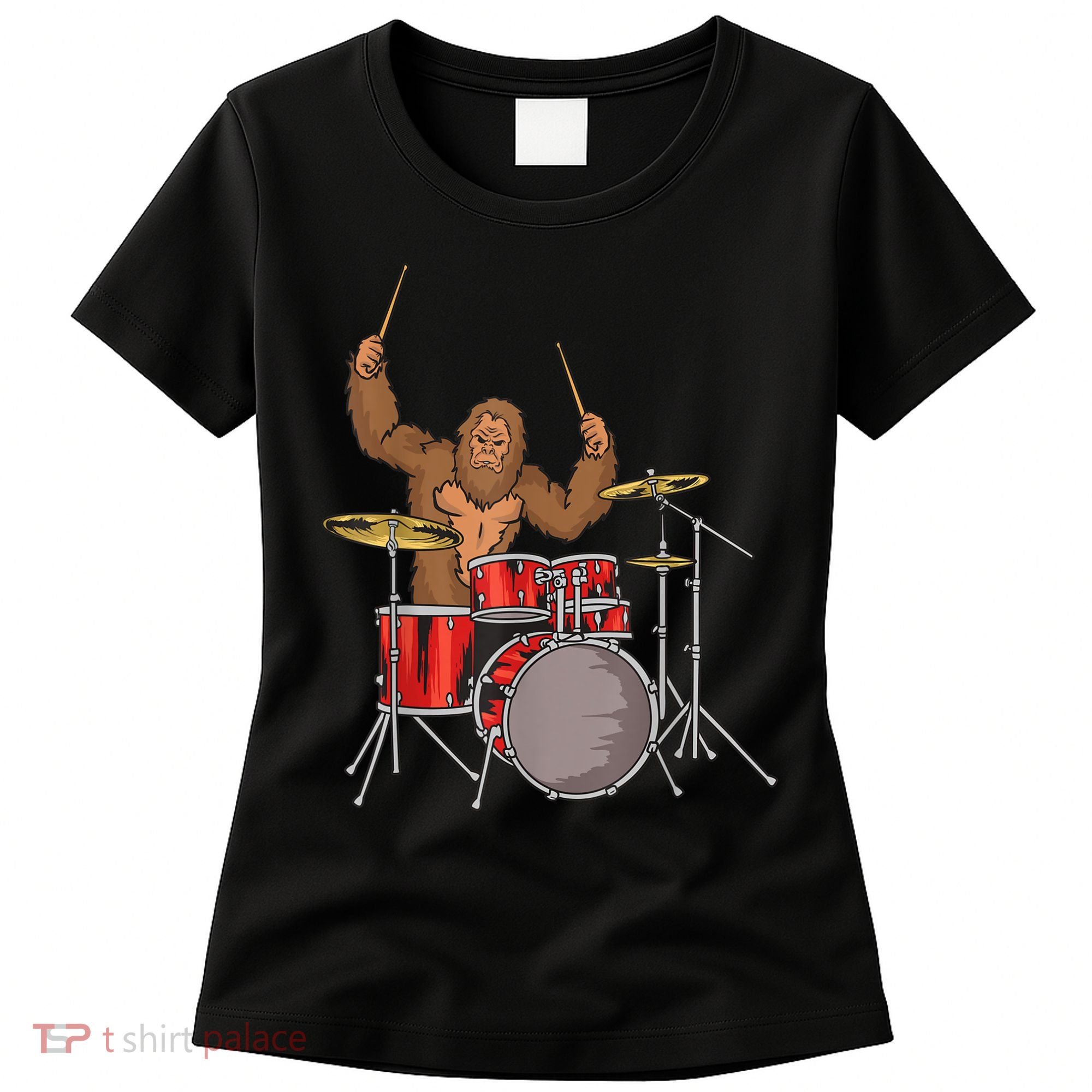 Drummer Funny Sasquatch Bigfoot Drumming Women's T-Shirt