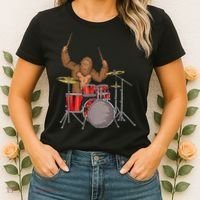 Drummer Funny Sasquatch Bigfoot Drumming Women's T-Shirt thumb 2
