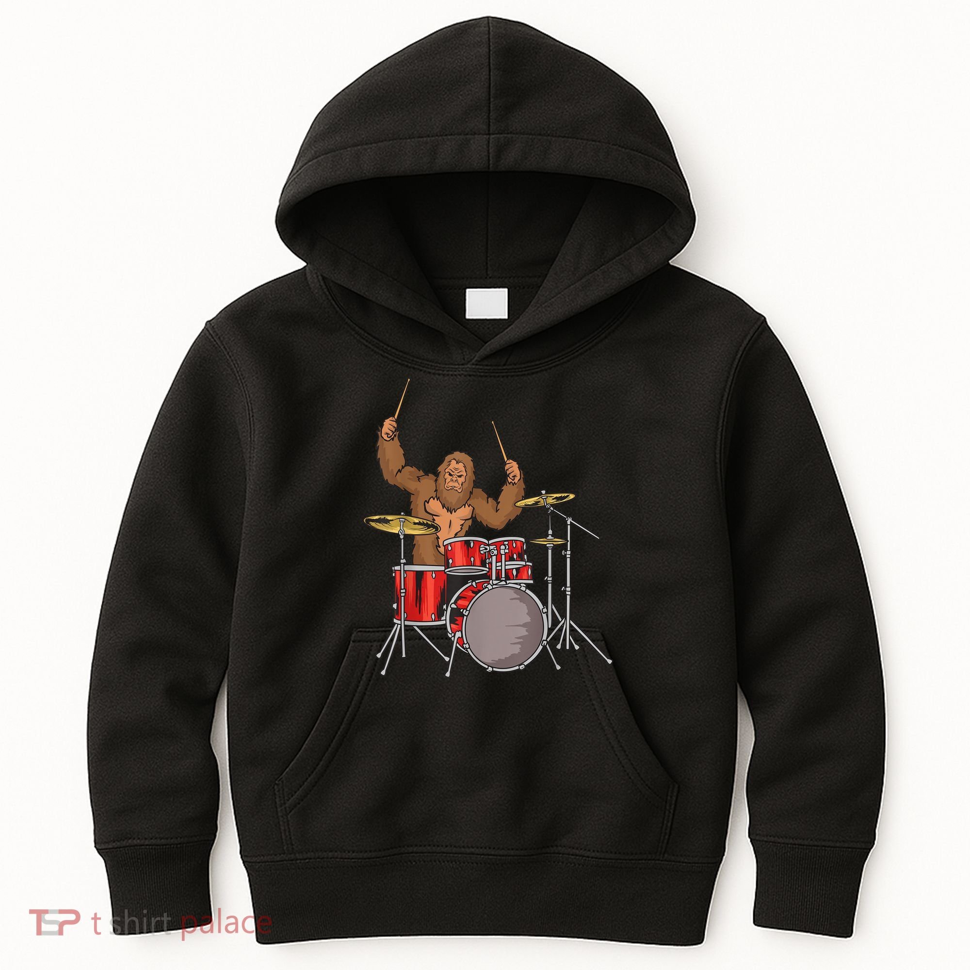 Drummer Funny Sasquatch Bigfoot Drumming Kids Hoodie