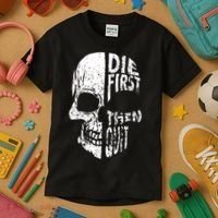 Die First Then Quit Skull Quote Kids T-Shirt thumb 3