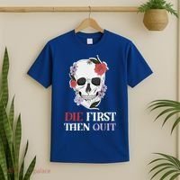 Die First Then Quit Motivational Quote Rose Skull Floral Cool Gift T-Shirt thumb 2