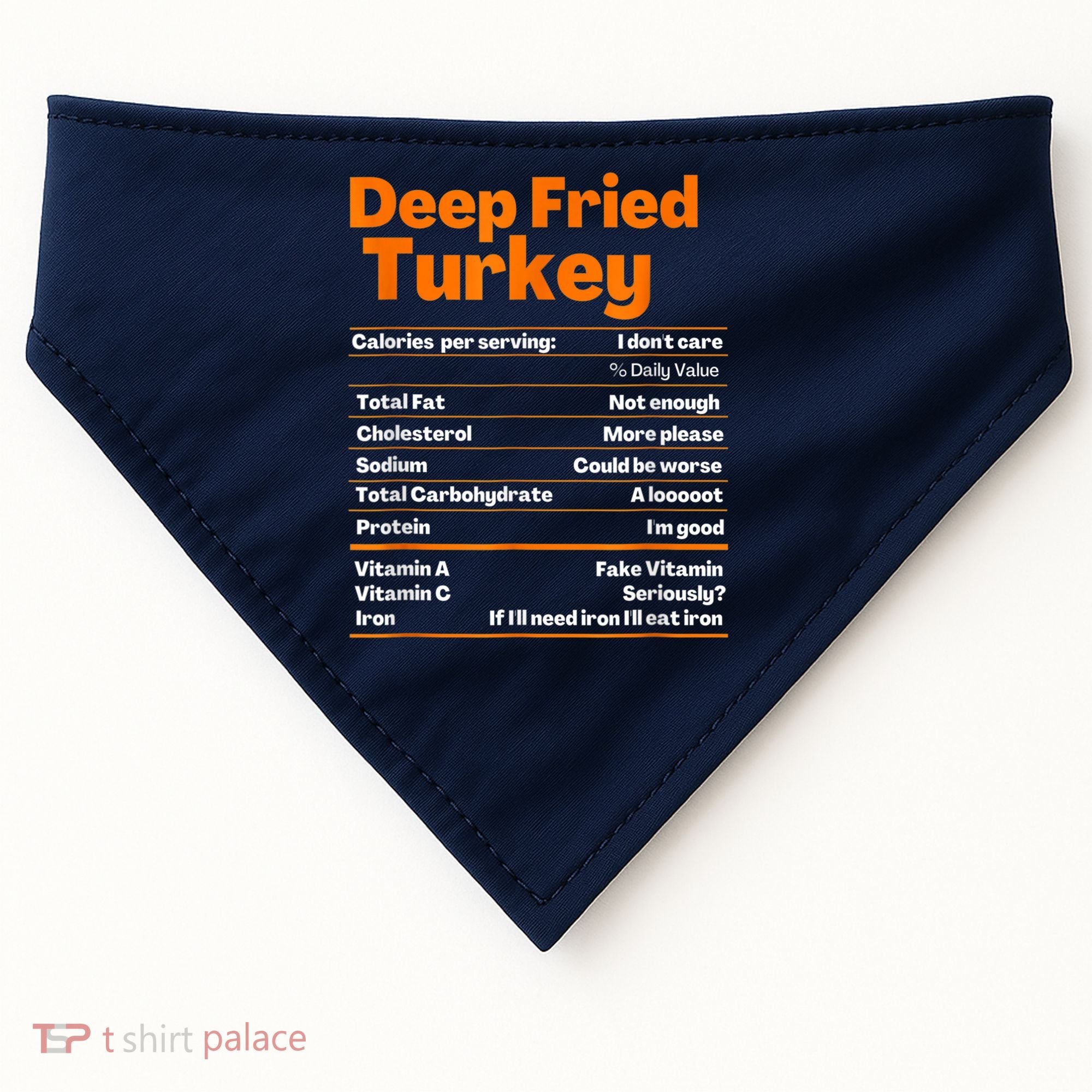 Deep Fried Turkey Shirt Thanksgiving Nutrition Facts Tee USA-Made Doggie Bandana