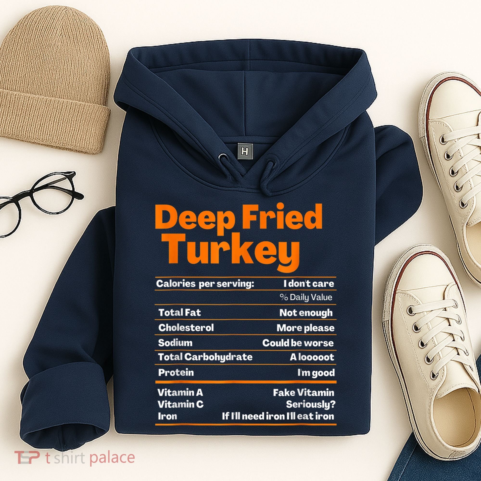Deep Fried Turkey Shirt Thanksgiving Nutrition Facts Tee Hoodie