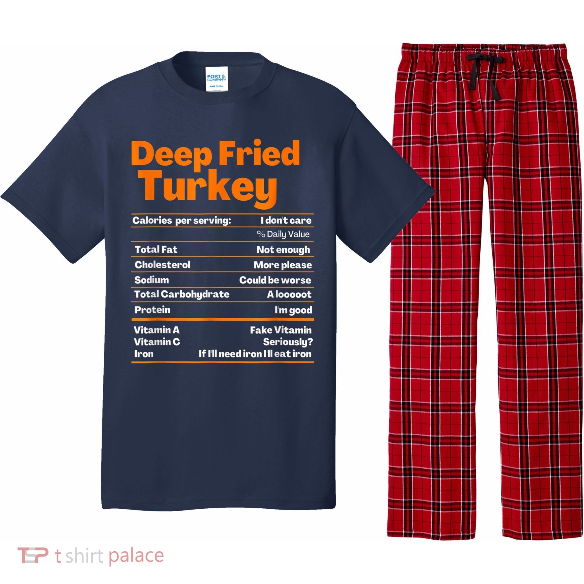 Deep Fried Turkey Shirt Thanksgiving Nutrition Facts Tee Pajama Set