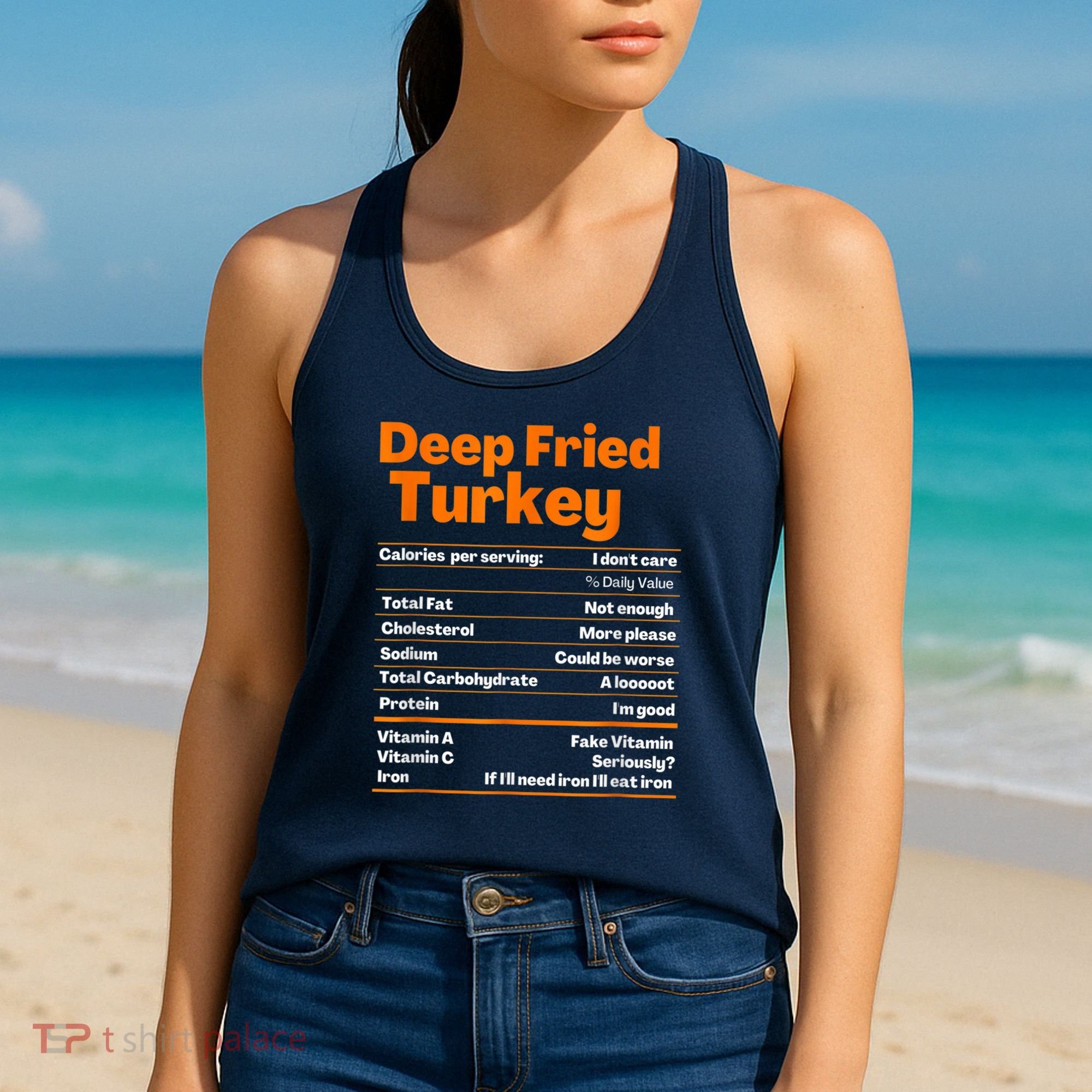Deep Fried Turkey Shirt Thanksgiving Nutrition Facts Tee Women's Tank Top