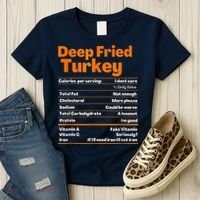 Deep Fried Turkey Shirt Thanksgiving Nutrition Facts Tee Women's T-Shirt thumb 3