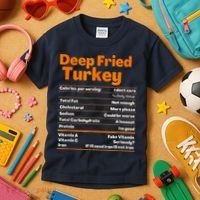 Deep Fried Turkey Shirt Thanksgiving Nutrition Facts Tee Kids T-Shirt thumb 3