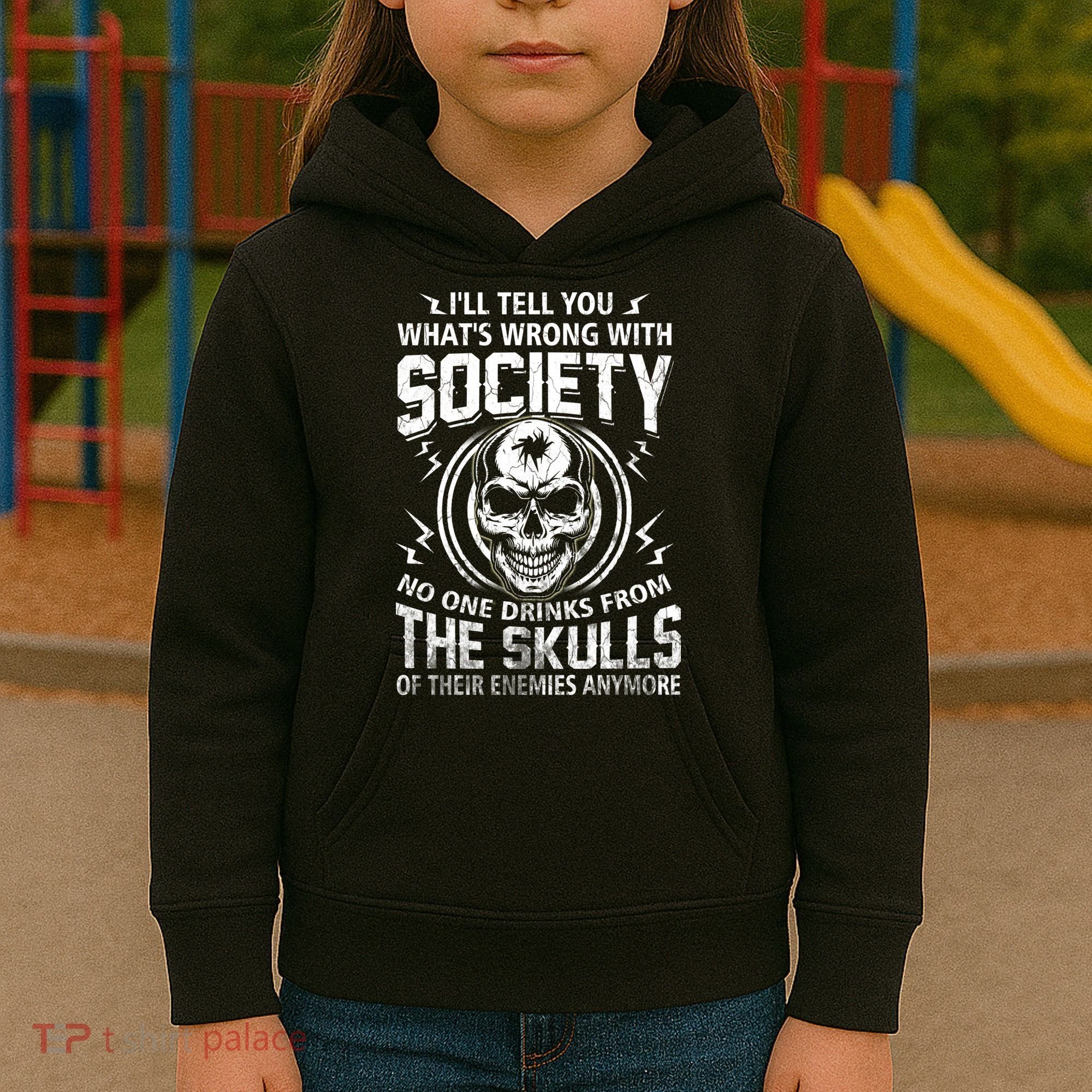 Drink From The Skull Of Your Enemies Wrong Society Kids Hoodie