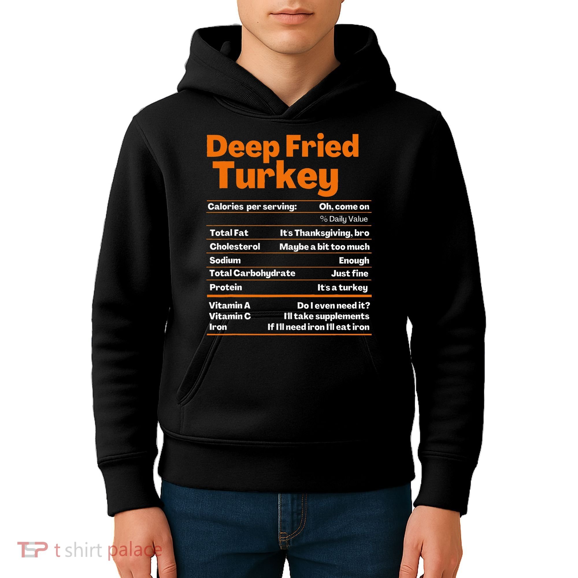 Deep Fried Turkey  Thanksgiving Nutrition Facts Kids Hoodie