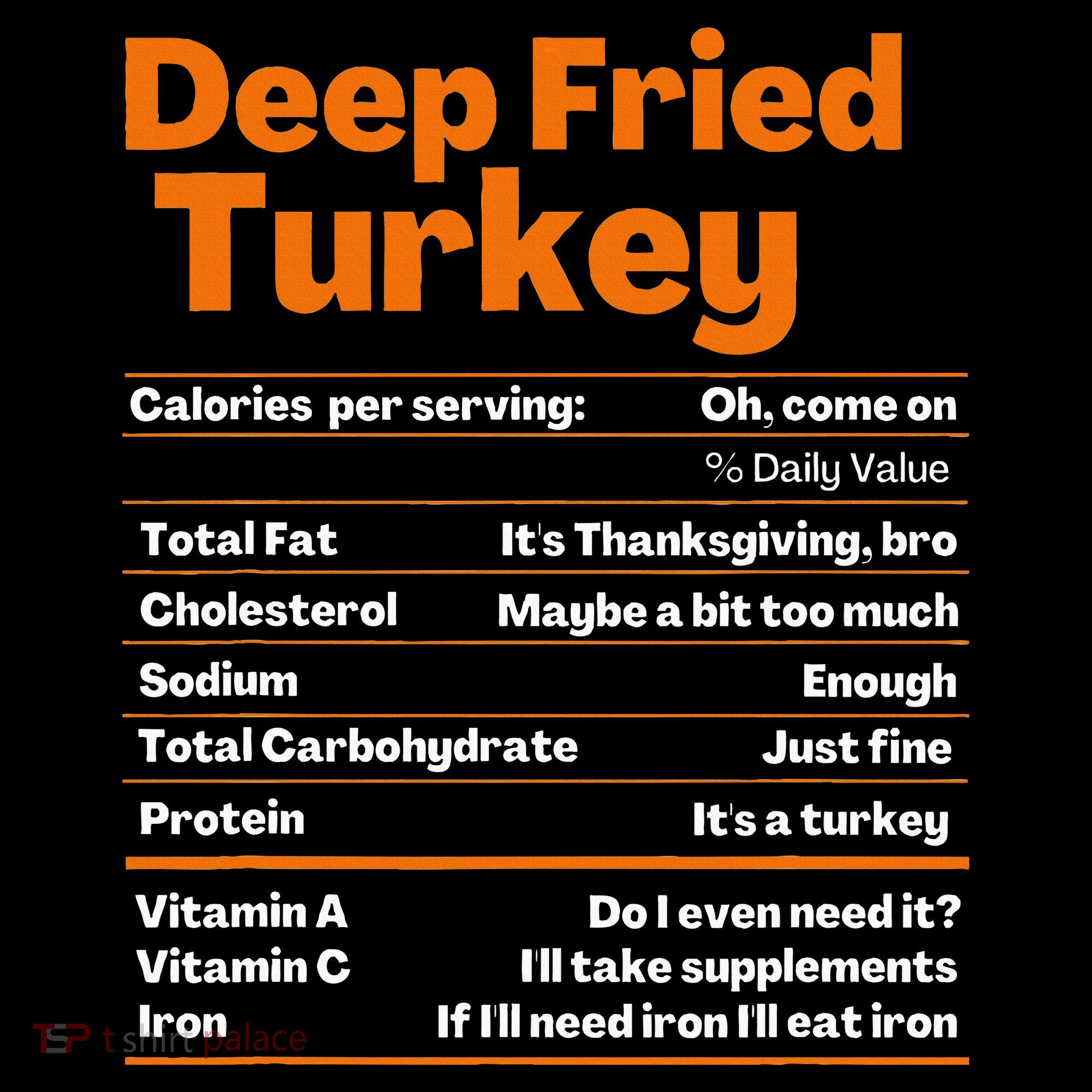 Deep Fried Turkey  Thanksgiving Nutrition Facts Kids Long Sleeve Shirt