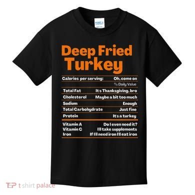 Deep Fried Turkey  Thanksgiving Nutrition Facts Kids T-Shirt