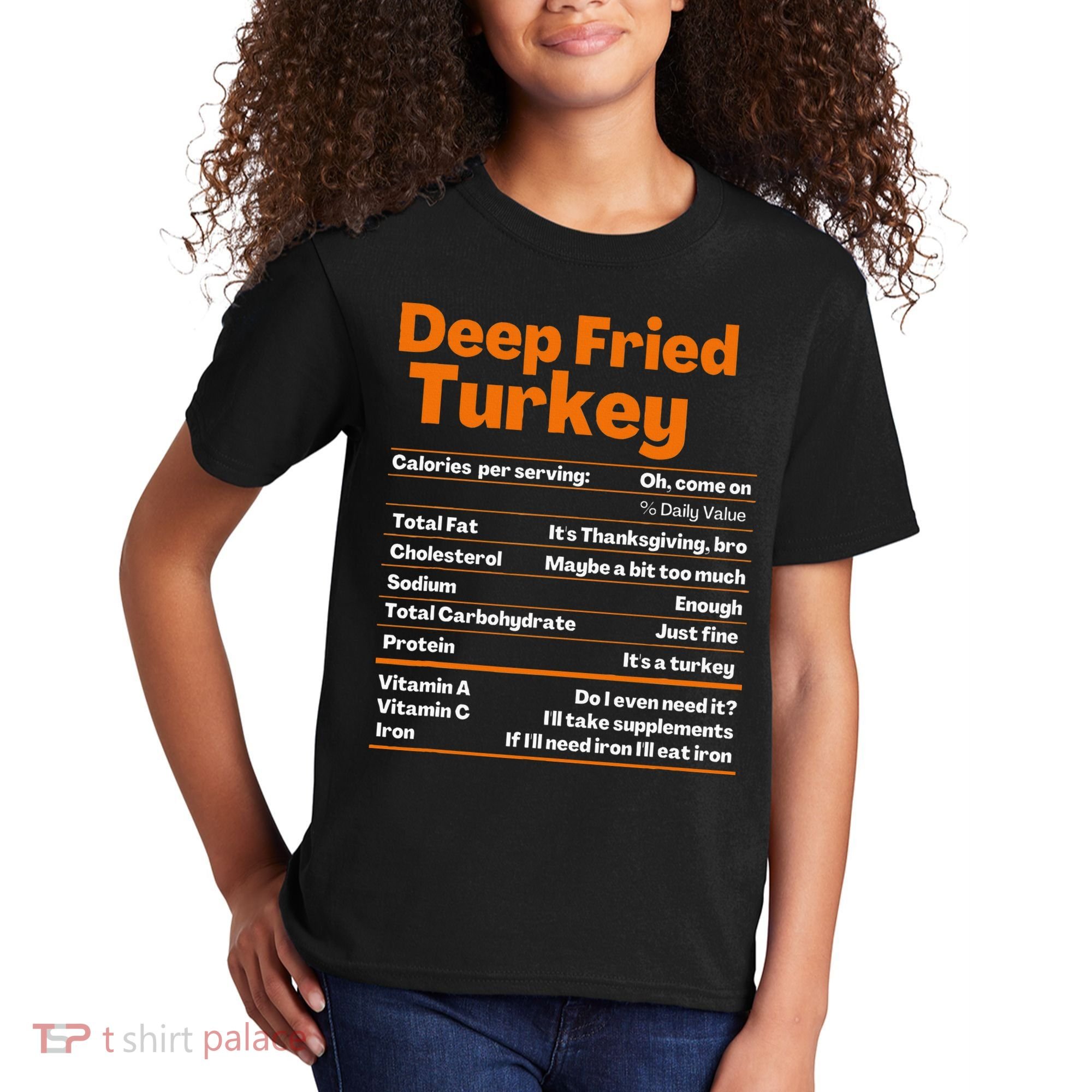 Deep Fried Turkey  Thanksgiving Nutrition Facts Kids T-Shirt