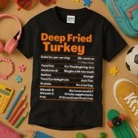 Deep Fried Turkey  Thanksgiving Nutrition Facts Kids T-Shirt thumb 3