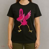 Dabbing Flamingo Tropical Animal Lover Women T-Shirt thumb 4