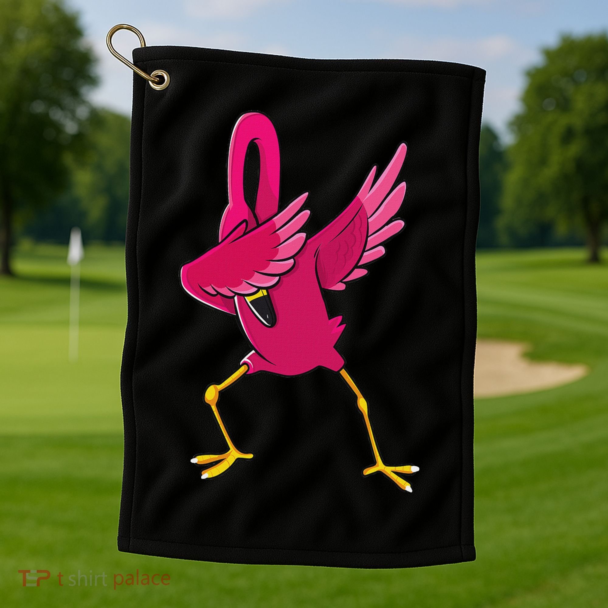 Dabbing Flamingo Tropical Animal Lover Women Golf Towel