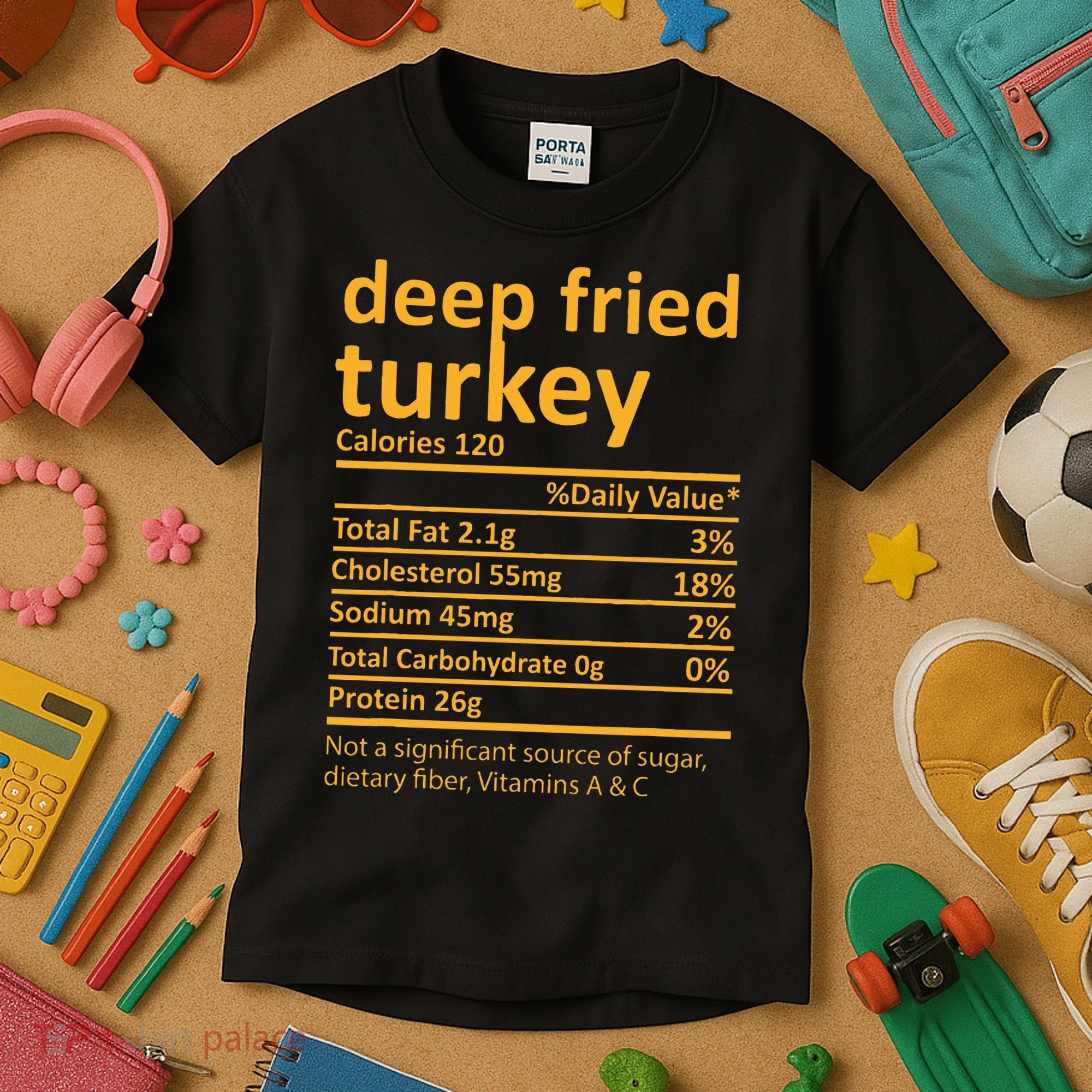 Deep Fried Turkey Nutrition Thanksgiving Food Facts Xmas Kids T-Shirt