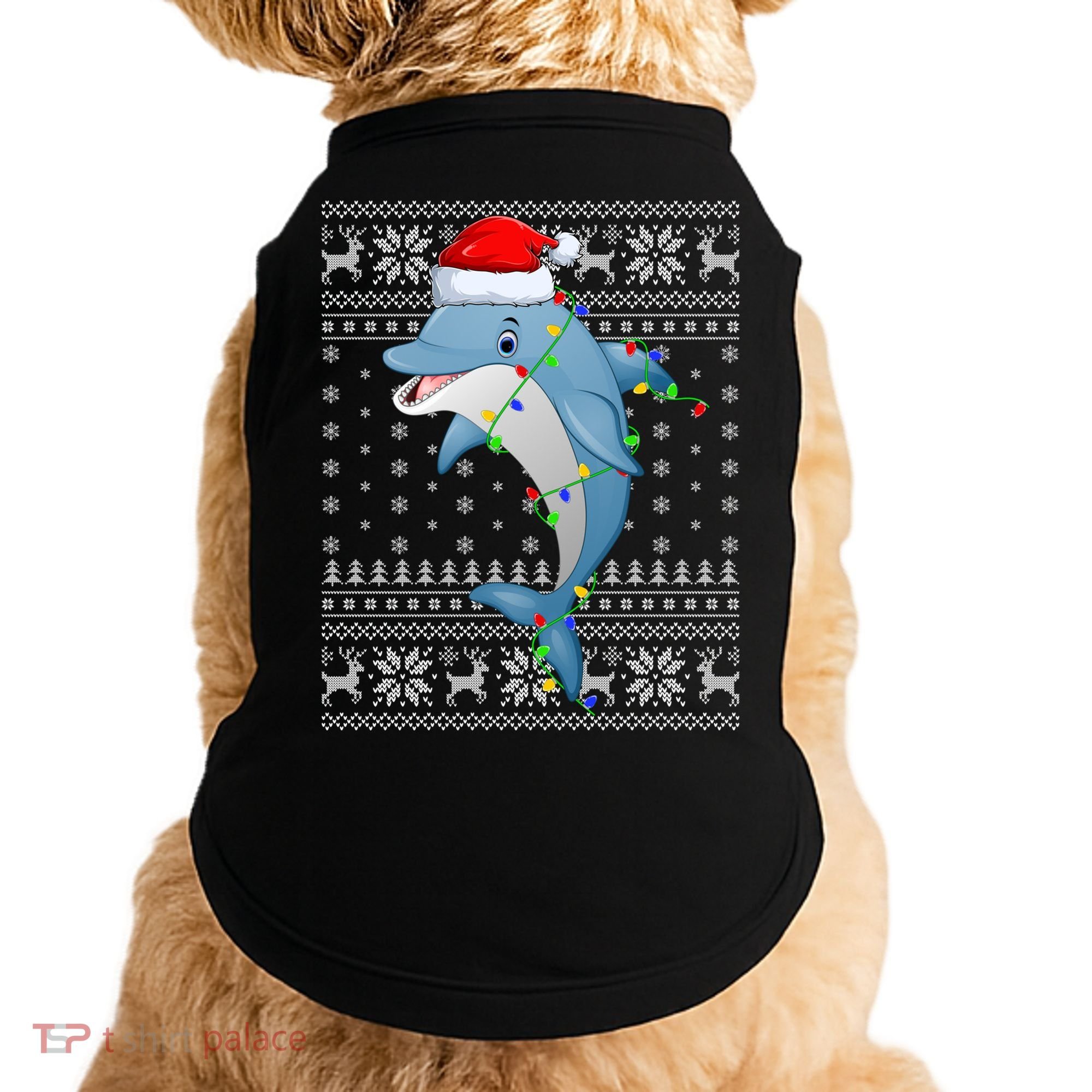 Dolphin Fish Ugly Xmas Sweater Style Santa Dolphin Christmas Meaningful Gift Doggie Tank
