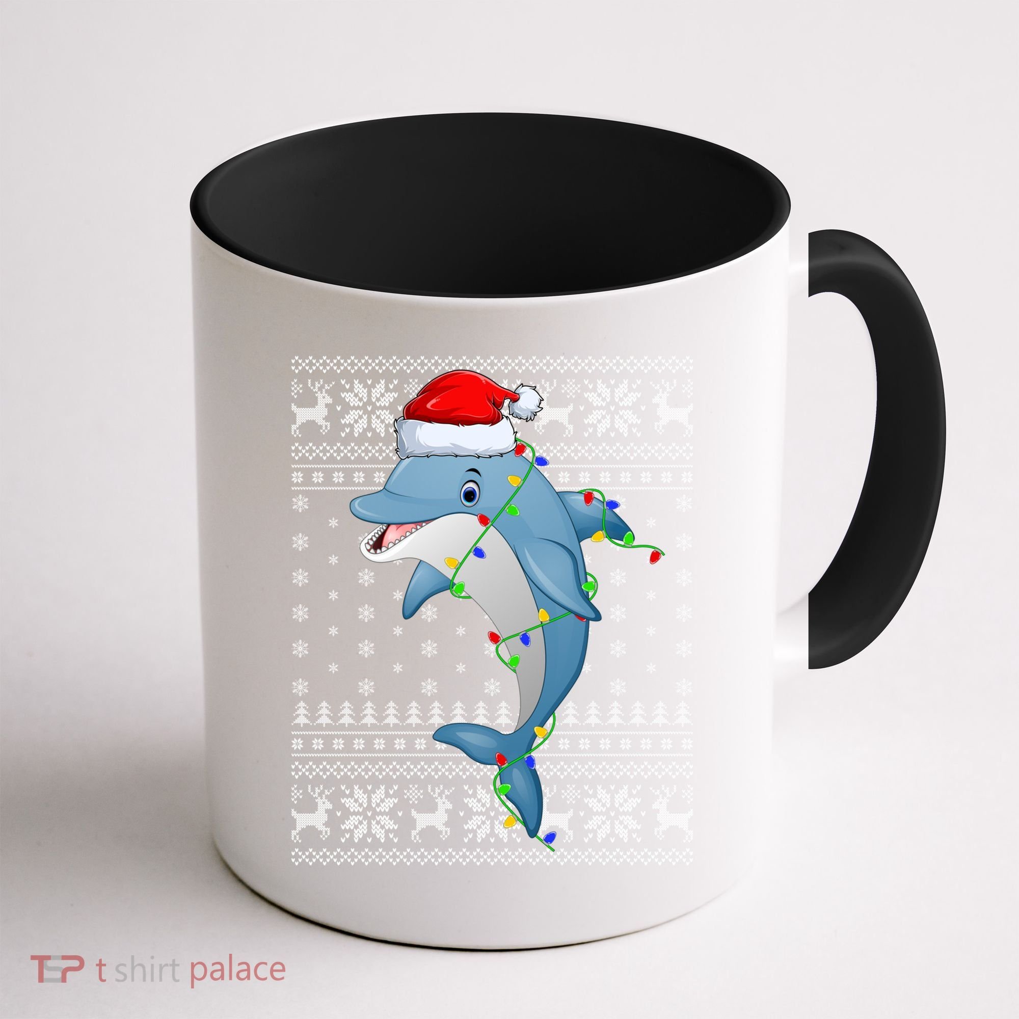 Dolphin Fish Ugly Xmas Sweater Style Santa Dolphin Christmas Meaningful Gift Coffee Mug