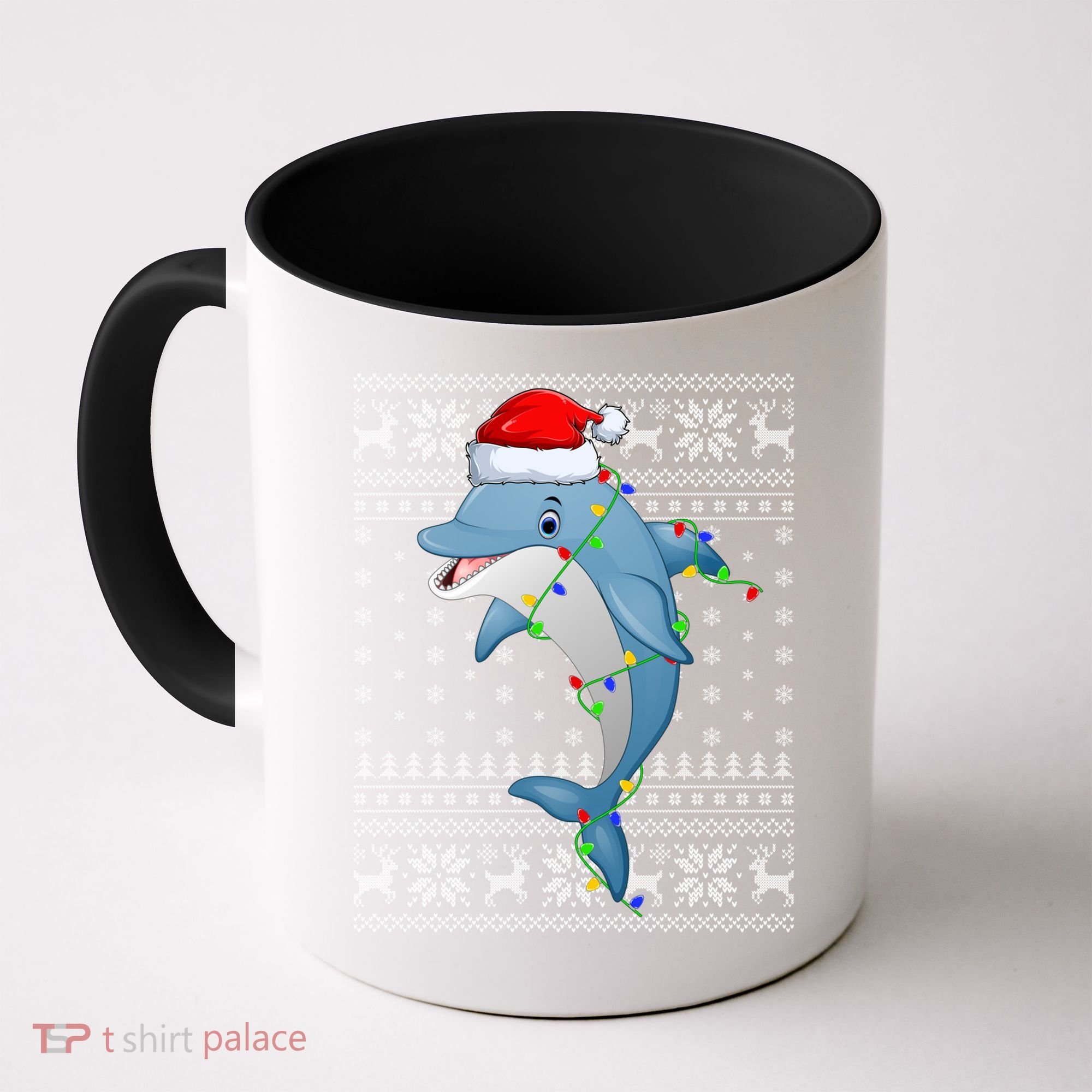 Dolphin Fish Ugly Xmas Sweater Style Santa Dolphin Christmas Meaningful Gift Coffee Mug