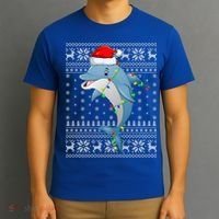Dolphin Fish Ugly Xmas Sweater Style Santa Dolphin Christmas Meaningful Gift T-Shirt thumb 3