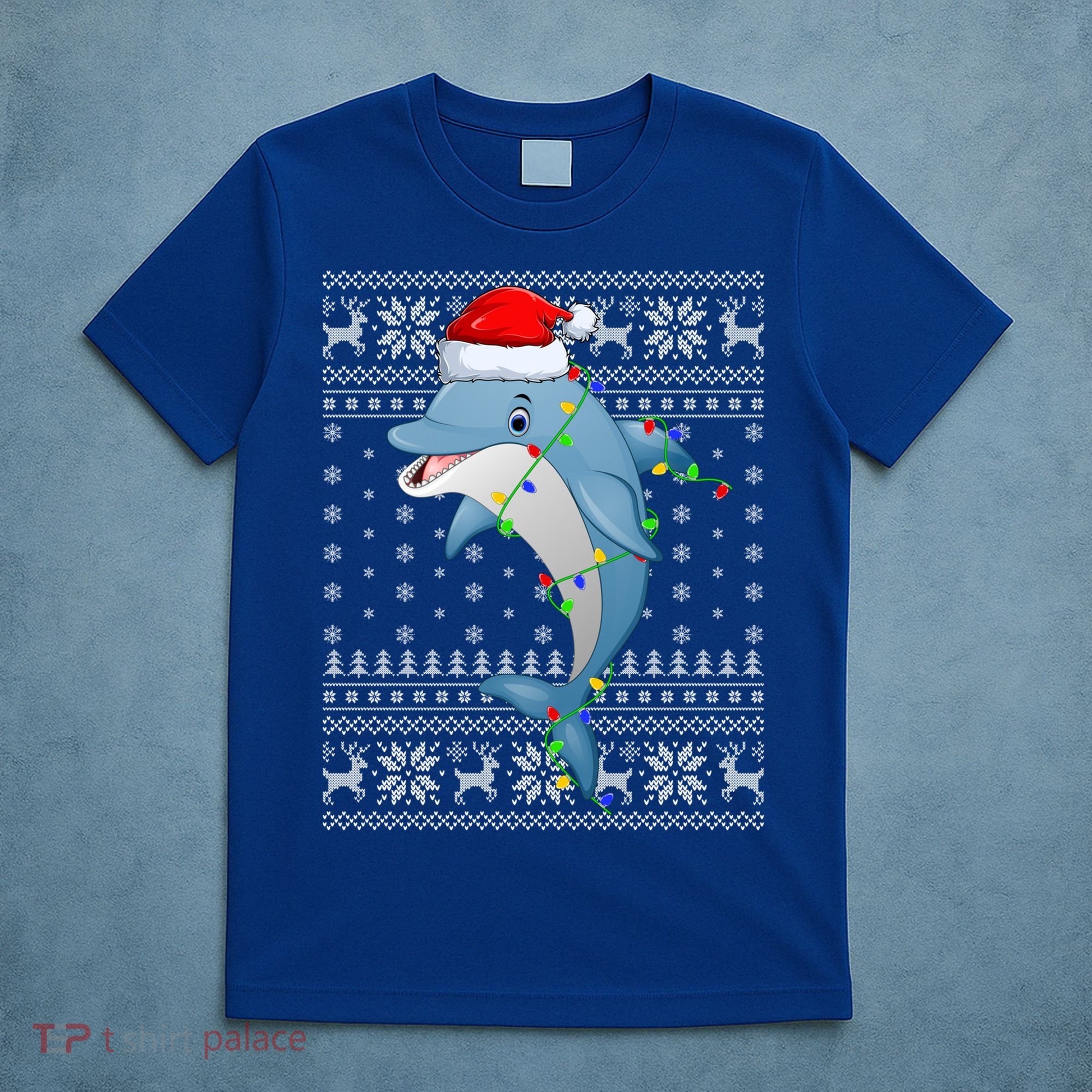 Dolphin Fish Ugly Xmas Sweater Style Santa Dolphin Christmas Meaningful Gift T-Shirt
