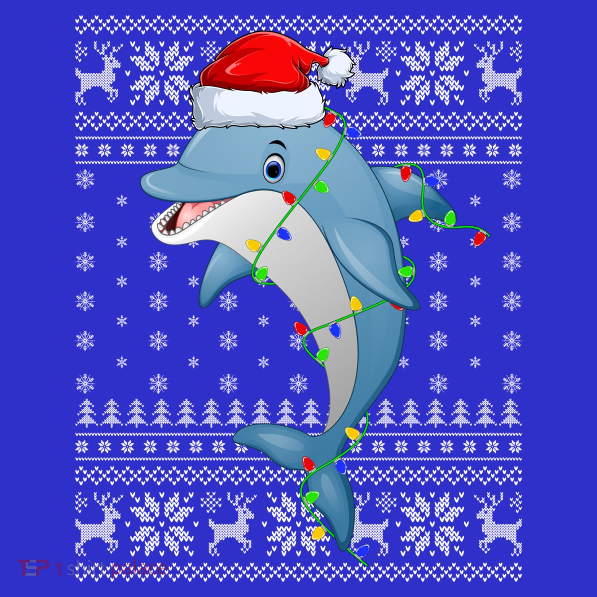 Dolphin Fish Ugly Xmas Sweater Style Santa Dolphin Christmas Meaningful Gift T-Shirt