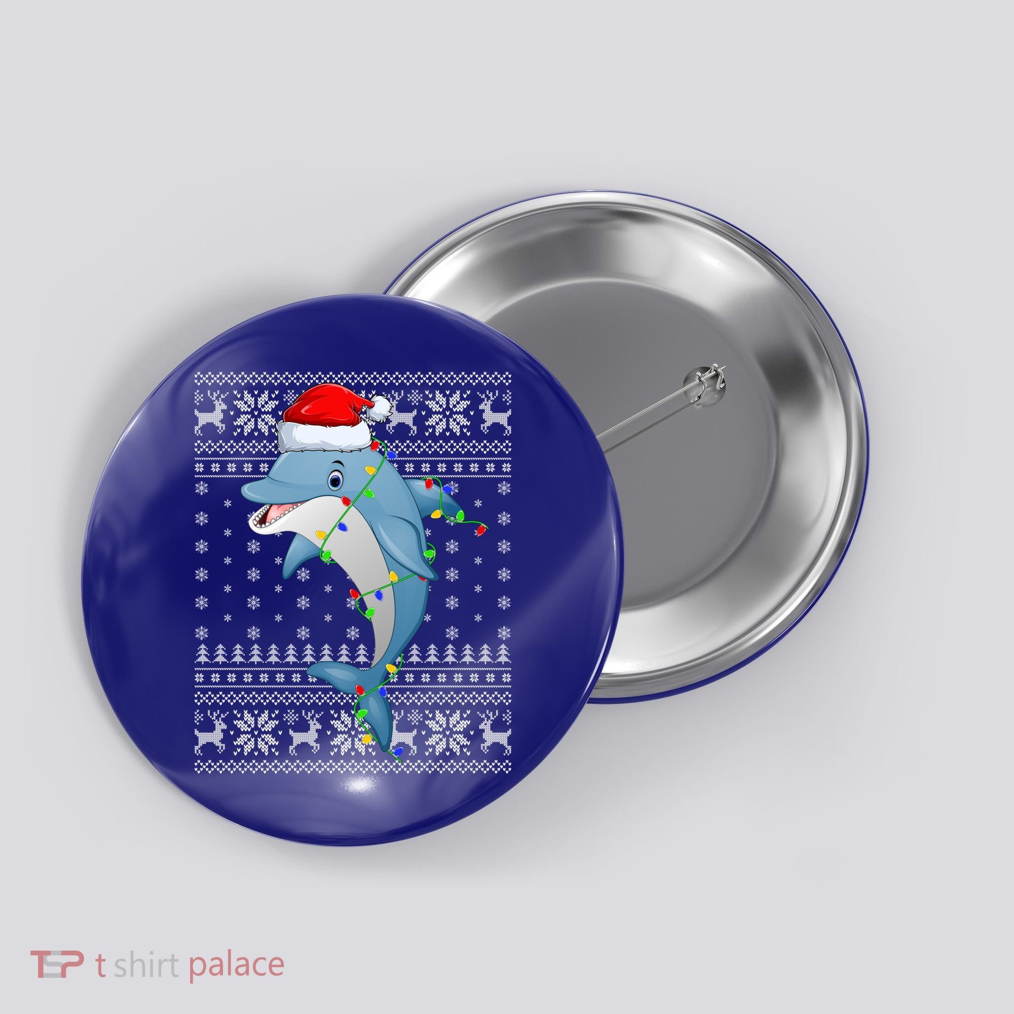 Dolphin Fish Ugly Xmas Sweater Style Santa Dolphin Christmas Meaningful Gift Button