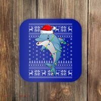 Dolphin Fish Ugly Xmas Sweater Style Santa Dolphin Christmas Meaningful Gift Coaster thumb 0