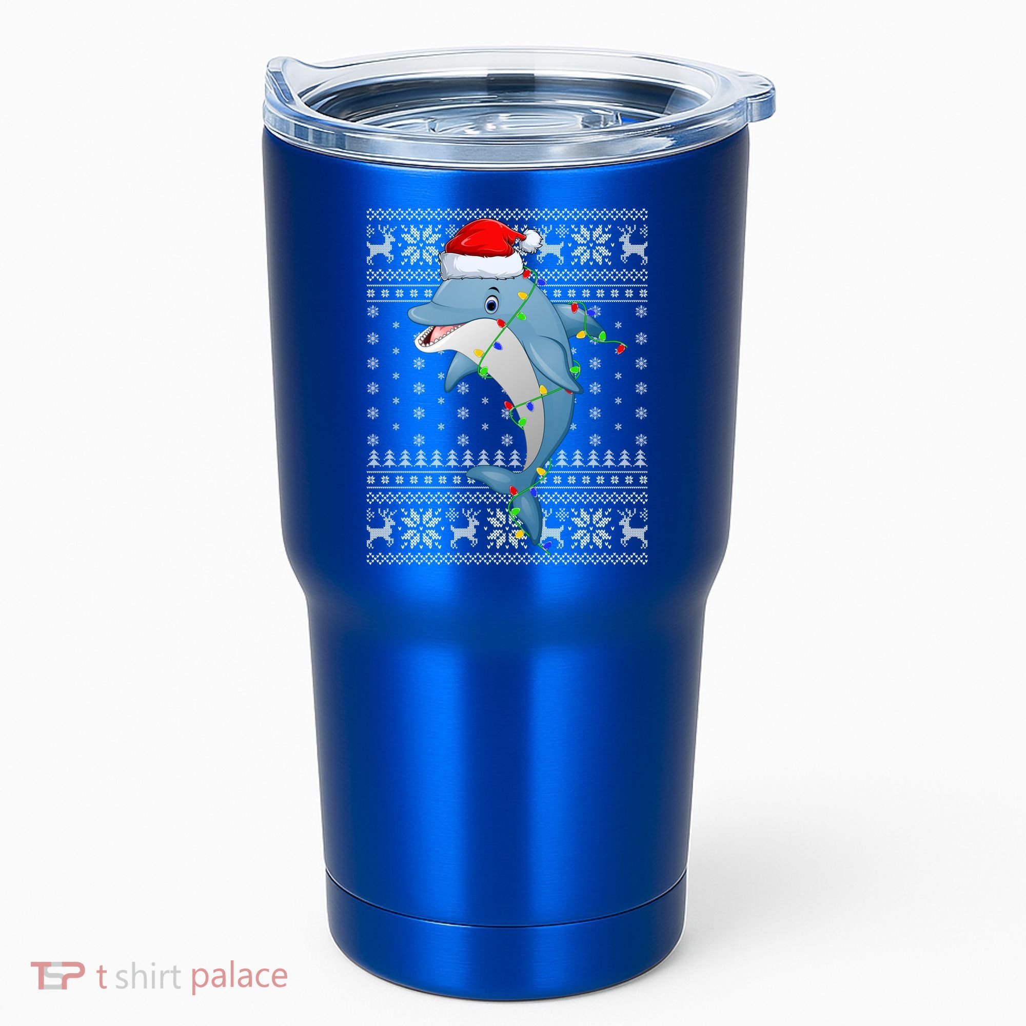 Dolphin Fish Ugly Xmas Sweater Style Santa Dolphin Christmas Meaningful Gift Tumbler