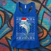 Dolphin Fish Ugly Xmas Sweater Style Santa Dolphin Christmas Meaningful Gift Women's Tank Top thumb 3