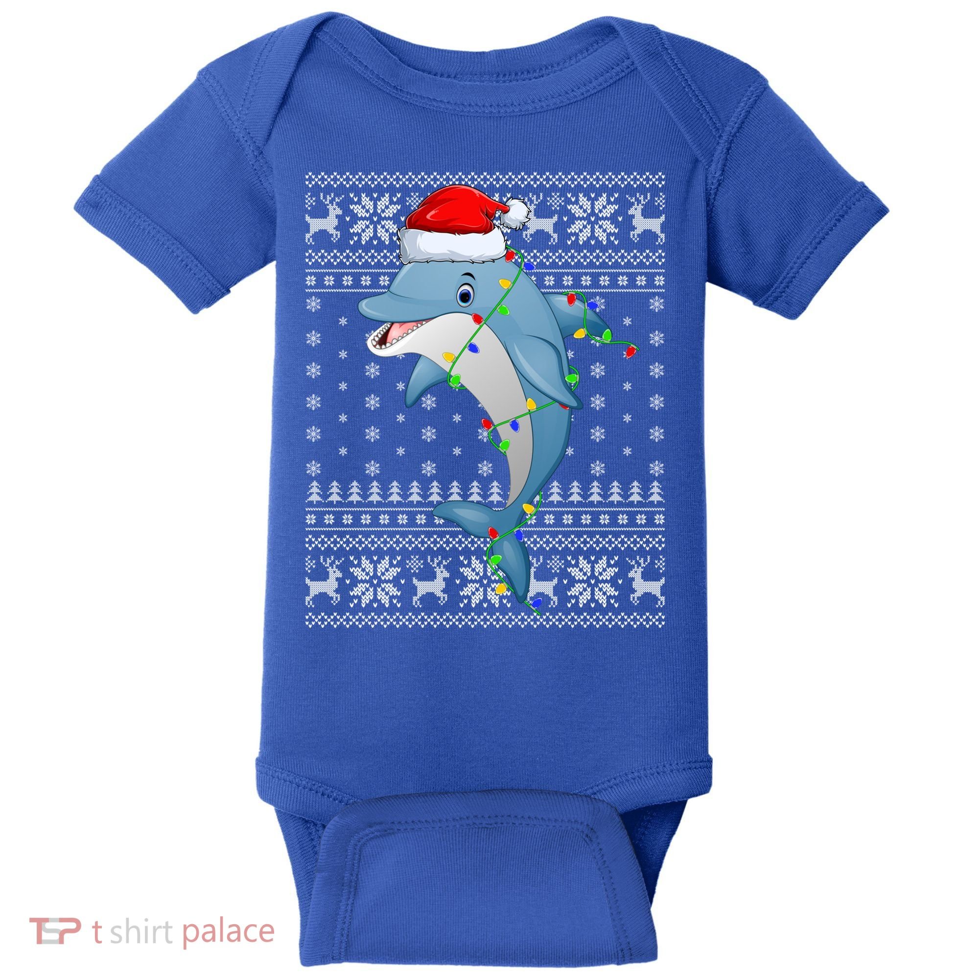 Dolphin Fish Ugly Xmas Sweater Style Santa Dolphin Christmas Meaningful Gift Baby Bodysuit
