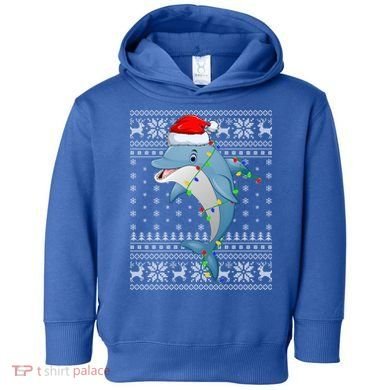 Dolphin Fish Ugly Xmas Sweater Style Santa Dolphin Christmas Meaningful Gift Toddler Hoodie