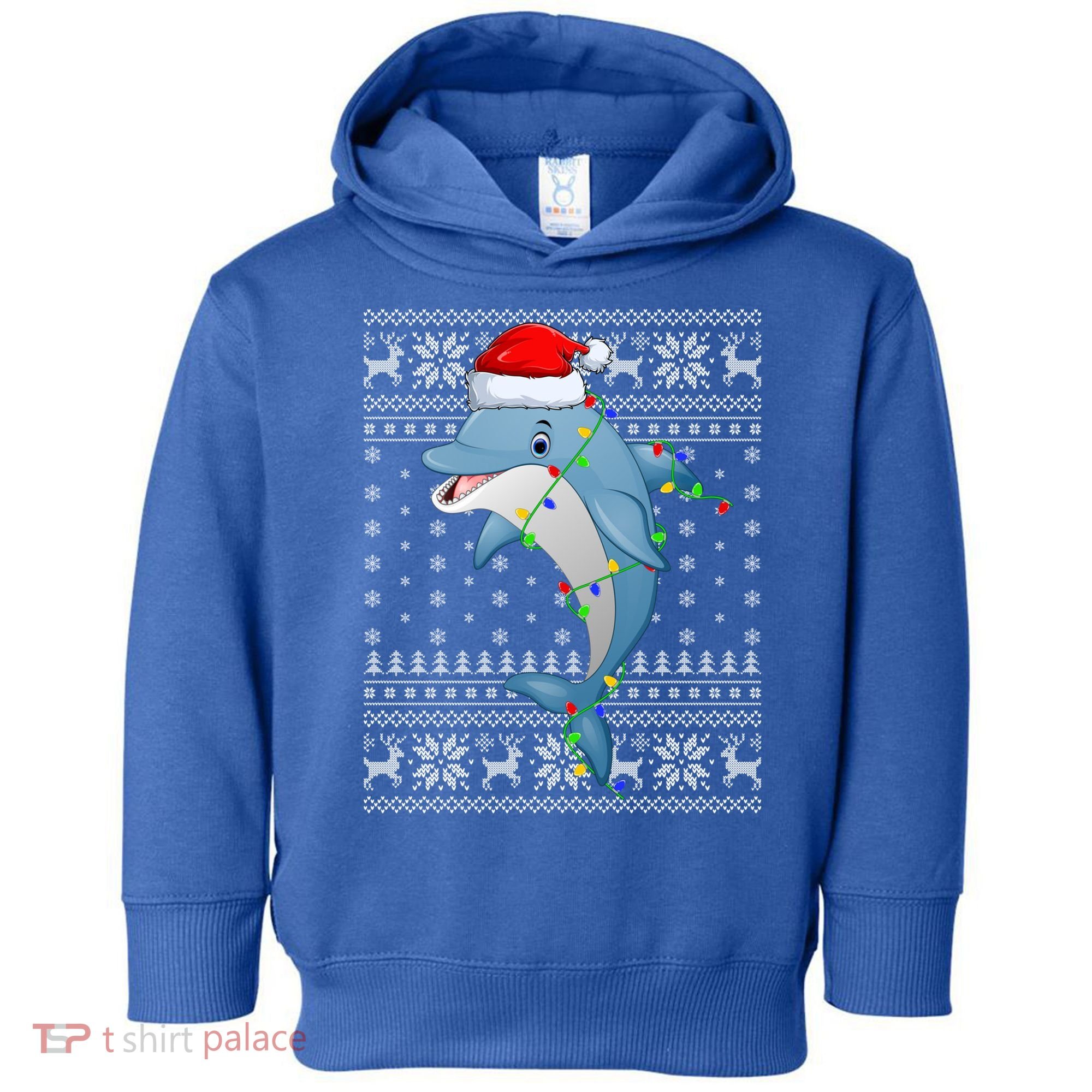 Dolphin Fish Ugly Xmas Sweater Style Santa Dolphin Christmas Meaningful Gift Toddler Hoodie