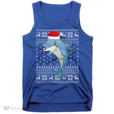 Dolphin Fish Ugly Xmas Sweater Style Santa Dolphin Christmas Meaningful Gift Tank Top
