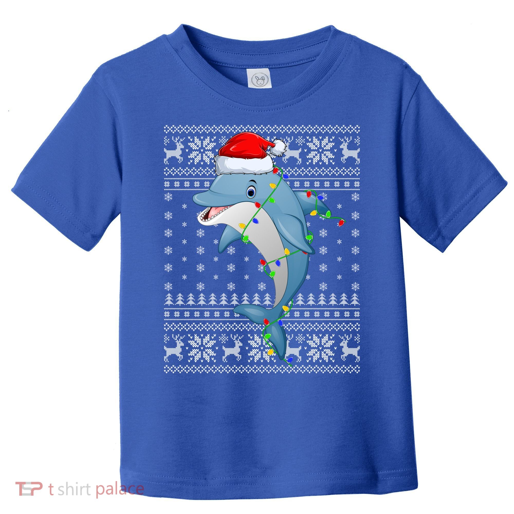 Dolphin Fish Ugly Xmas Sweater Style Santa Dolphin Christmas Meaningful Gift Toddler T-Shirt